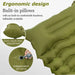 Double Sleeping Pad 200cm Self-Inflating Mat with Pillow for Camping, Hiking, Outdoor 2-Person Air Mattress - Army Green - Two-person self-inflating sleeping pad with pillow for outdoor activities