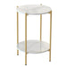 2-Tier Solid Marble Coffee Table with Gold Metal Frame and Round Shape