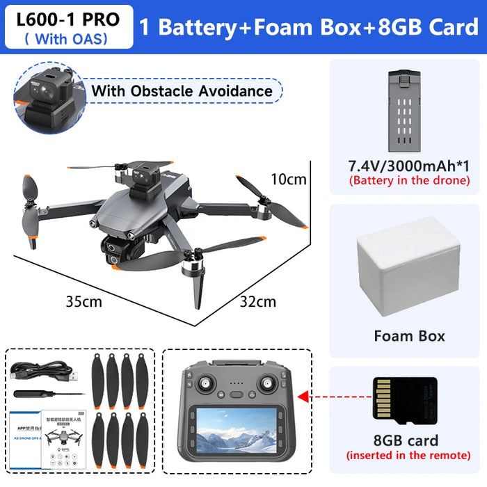 Rechargeable 4K Drone with Obstacle Avoidance & LCD Control With OAS 1B Foam Box