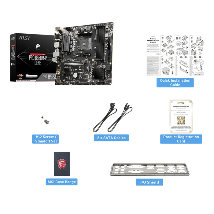 AMD B550M AM4 DDR4 M2 PCI-E Gen3 Motherboard with Realtek Gigabit LAN