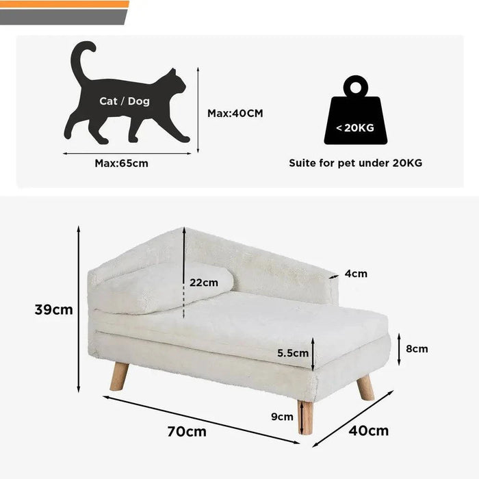 Comfortable Small Dog Couch with Removable Cushion and Sturdy Wood Frame