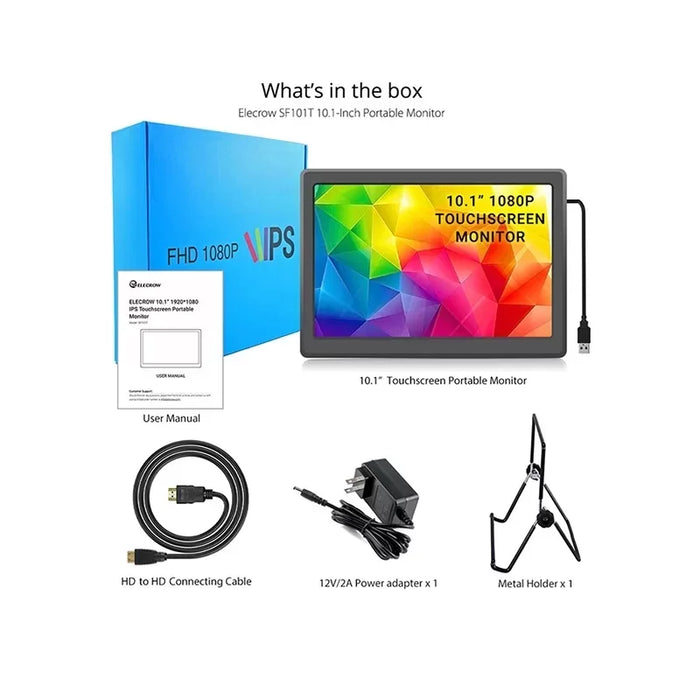 10.1" Portable Touchscreen Monitor 1080P IPS with HDMI & Speakers