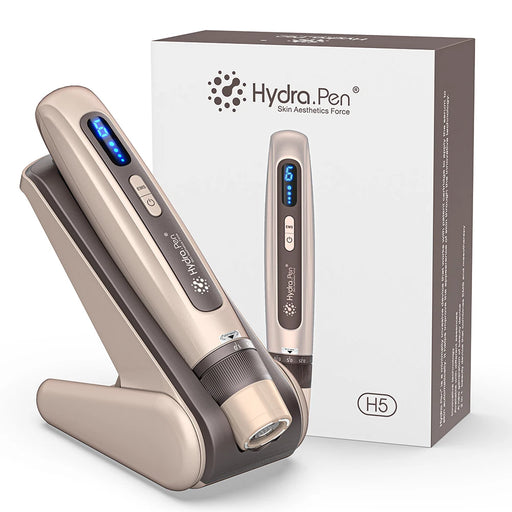 Gold EMS microcurrent microneedling pen with adjustable speed and liquid infusion