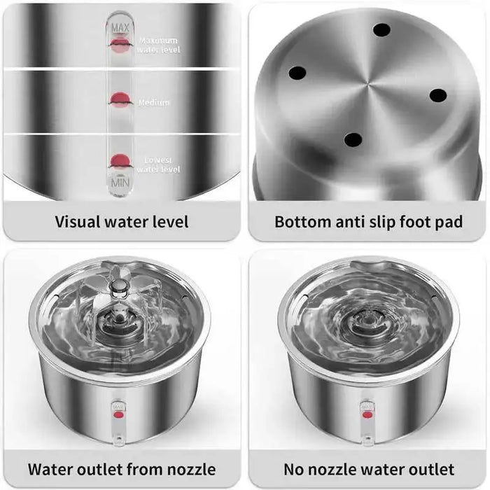 Stainless Steel Pet Water Fountain Automatic & Easy Clean: Durable, hygienic and convenient automatic pet water fountain