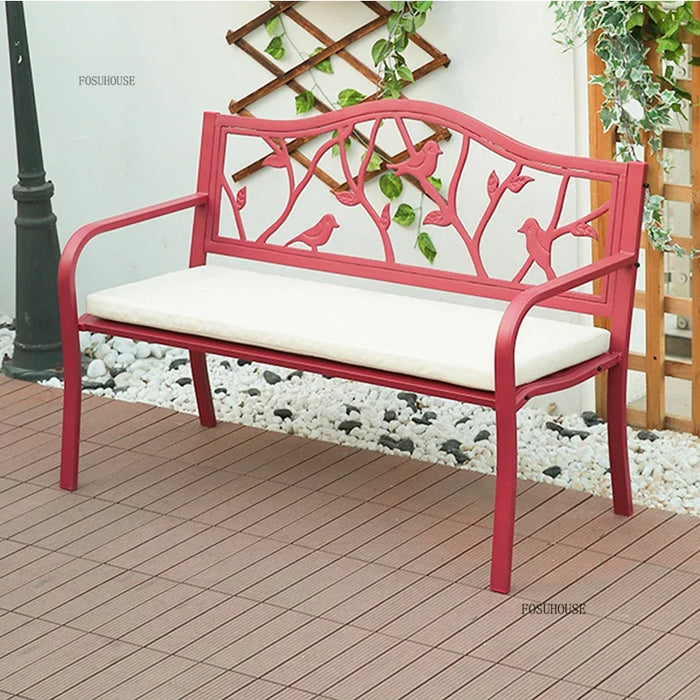 Modern Double Garden Chair, Iron Frame, Armrests, Outdoor Use