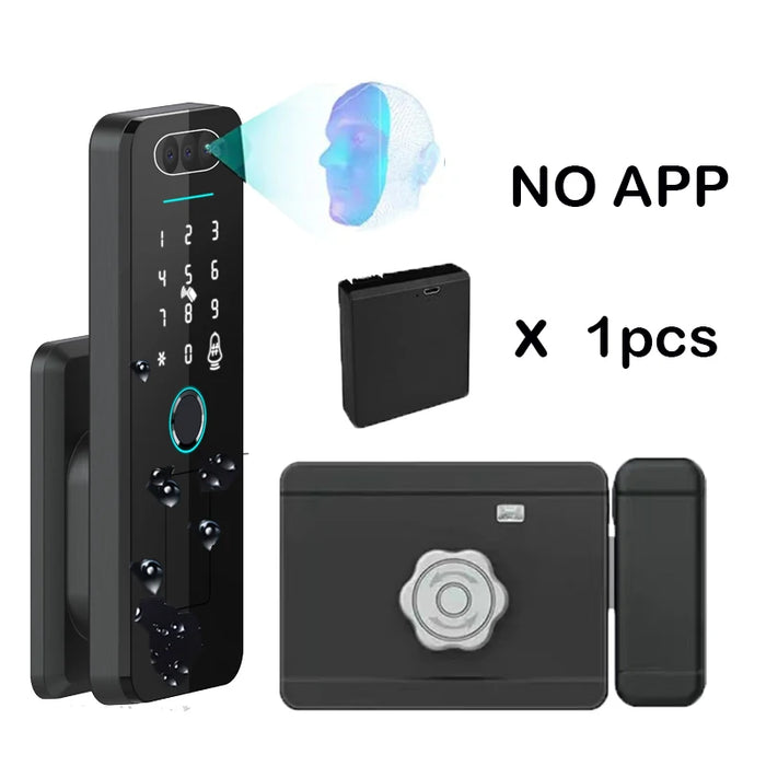 Outdoor Waterproof Smart Lock with Face, Fingerprint & App Access - Face NO App 1BAT