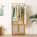 Versatile and stylish free-standing bamboo clothes stand with shelves