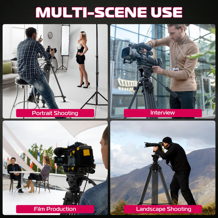 61” Heavy Duty Tripod with Fluid Head for DSLR & Video