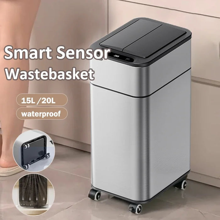 Stainless Steel Touchless Bin with Dual Sensors