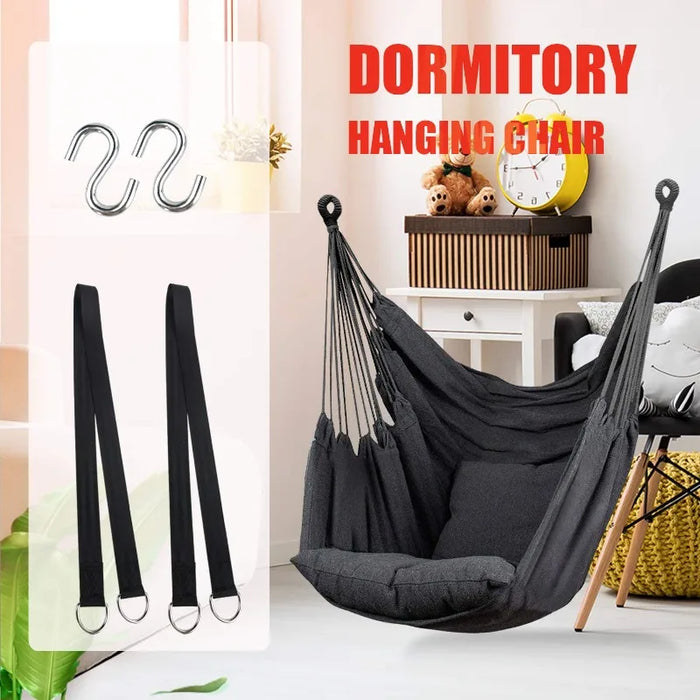 Portable and easy to install swing chair for camping trips or beach lounging