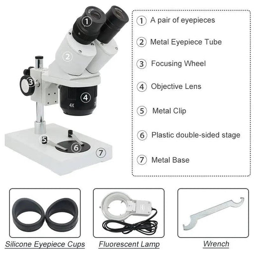 Stereo Microscope 10X 20X with Ring Light for PCB Inspection and Soldering Repair