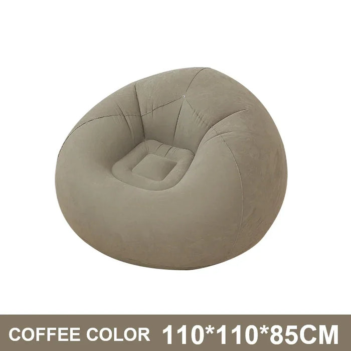 Large Inflatable Sofa Chair PVC Lounger - Dark Khaki, Bean Bag Pouf Couch, Tatami Living Room Seat - Comfortable and durable inflatable sofa chair for stylish and cozy living room seating