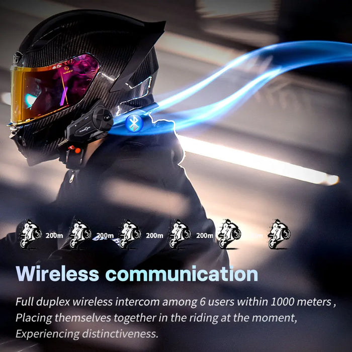 Motorcycle helmet intercom with advanced noise control and 1500mAh battery