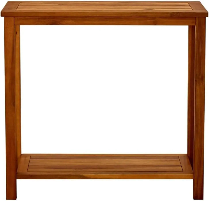 Solid Acacia Wood Outdoor Console Table with Bottom Shelf 80x35x75cm
