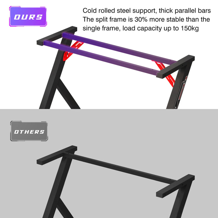 100x60x78cm Gaming Desk with Dynamic RGB LED Lights, Black, Sturdy Metal Legs, 3D Carbon Fibre Surface, Large Size, Stable Design for PC Setup
