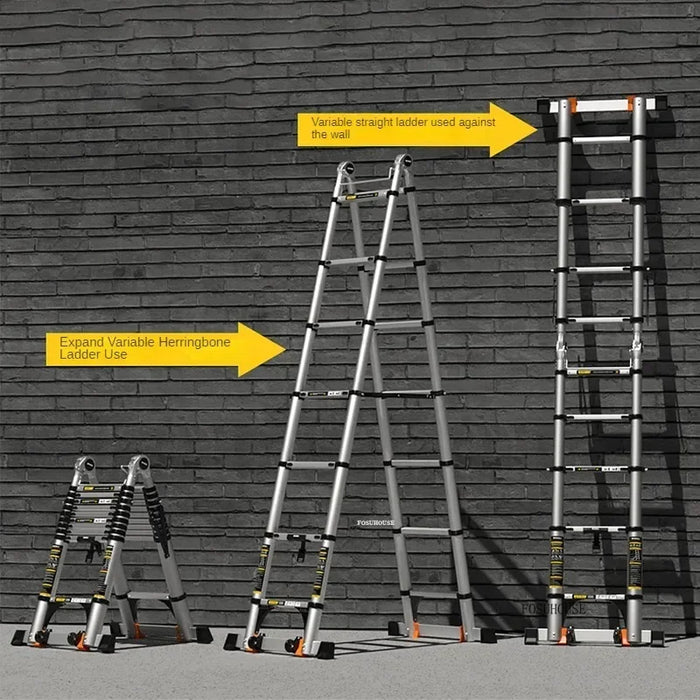 1.9m Telescopic Folding Ladder Aluminum Portable Step Stool