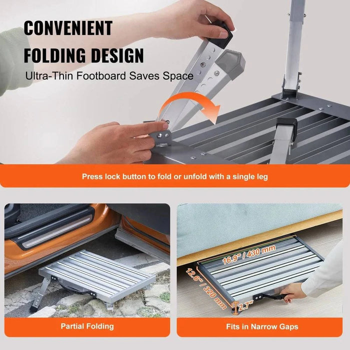 Aluminium Alloy Folding RV Steps Adjustable Height with Anti-Slip Surface and Rubber Feet for Easy Access and Safety