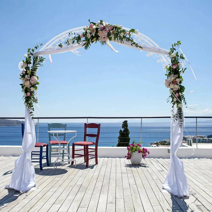 Comes with a metal wedding arch trellis stand and instruction guide