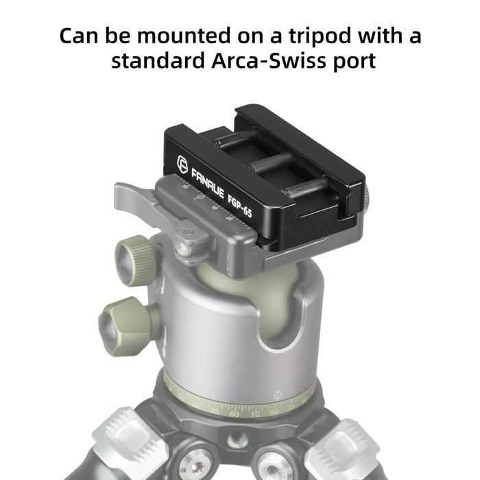 CNC aluminum tripod adapter with Picatinny Arca-Swiss rail plate, FGP-65