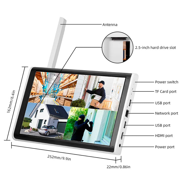 10.1" LCD Surveillance System with Motion Detection