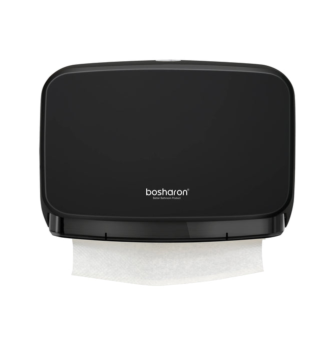 Easy-to-use and refillable Black Wall-Mounted Lockable Paper Towel Dispenser