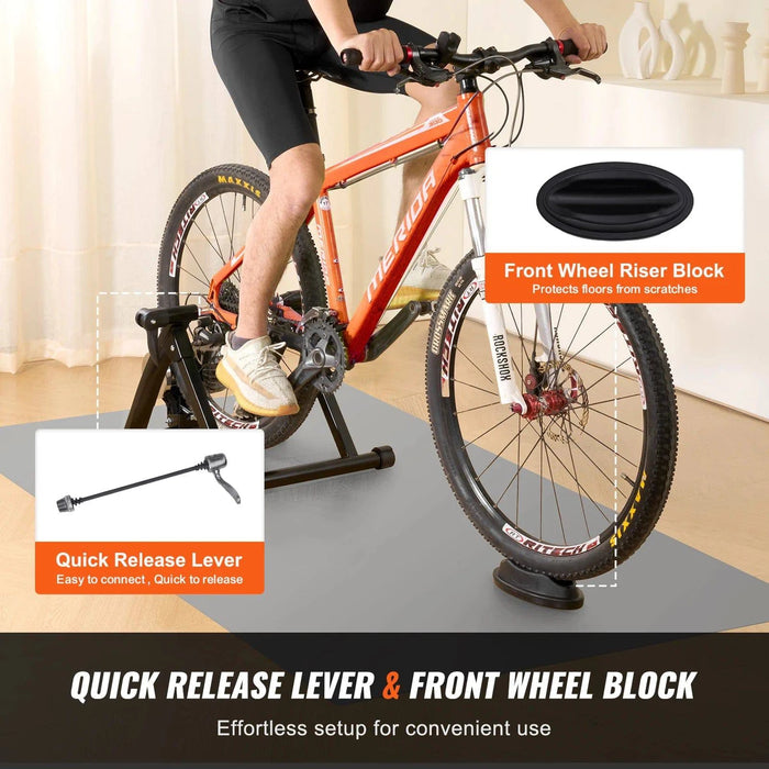 Fluid Bike Trainer Stand for 26-29 Wheels, Noise Reduction Flywheel, Portable Cycling Stand, Stationary Exercise Equipment