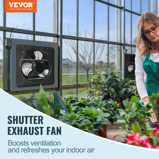 Shutter Exhaust Fan with Temp & Humidity Controller 35 cm Ventilation for Greenhouses Garages - FLUXA