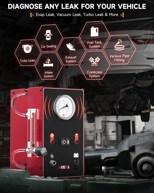 Car Smoke Leak Detector EVAP Tester – Pipe Leakage Analyzer, Diagnostic Tool: Professional automotive diagnostic tool for detecting smoke leaks in vehicle pipes