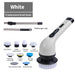 White electric scrubber brush with 9 heads for deep kitchen and bathroom cleaning
