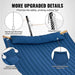 Blue Double Hammock with Stand, 200g Quilted Cotton and Polyester Material, 140 cm Curved Hardwood Spreader Bars, 18 Handcrafted Ropes, and Detachable Pillow