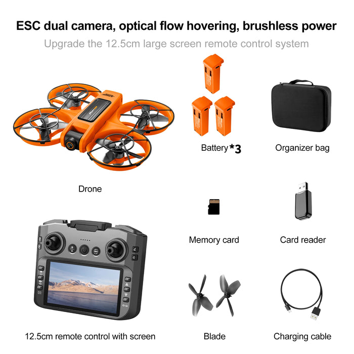 8K Dual Camera Drone with Screen and 3 Batteries