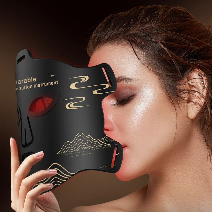 Flexible red LED light therapy mask for anti-aging skincare treatment