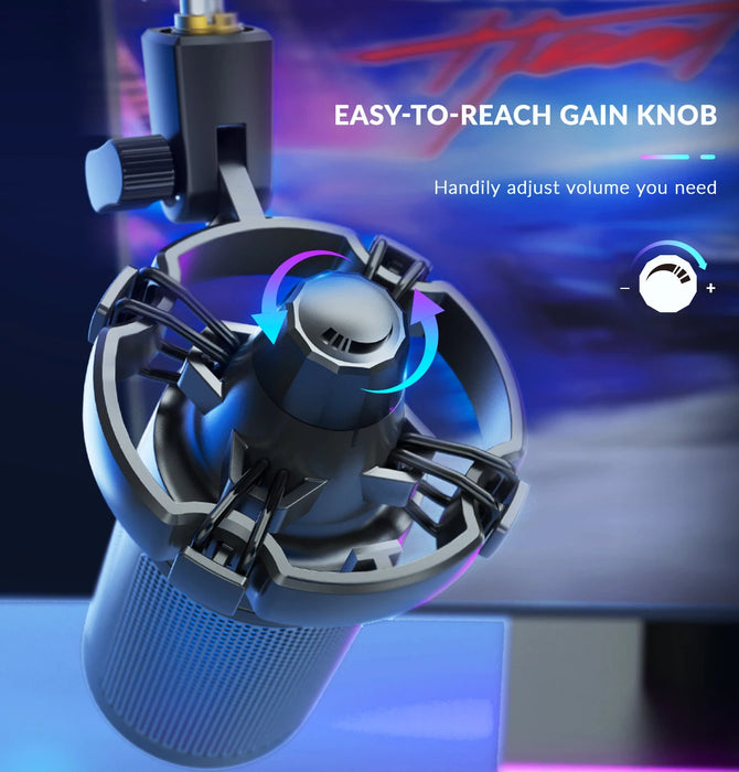 Streaming USB Condenser Mic Set with Boom Arm and RGB A6TW