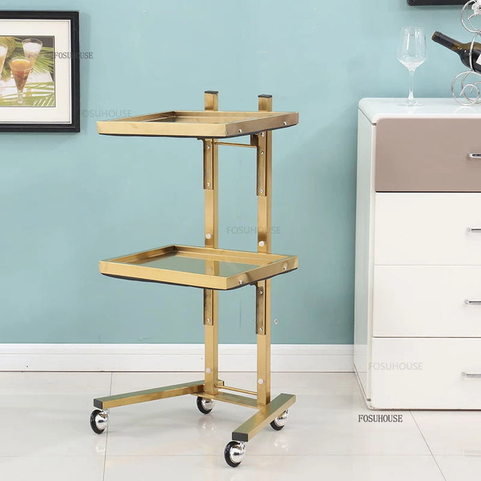 Modern Stainless Steel Salon Cart Foldable Hairdressing Tool Trolley with Shelves