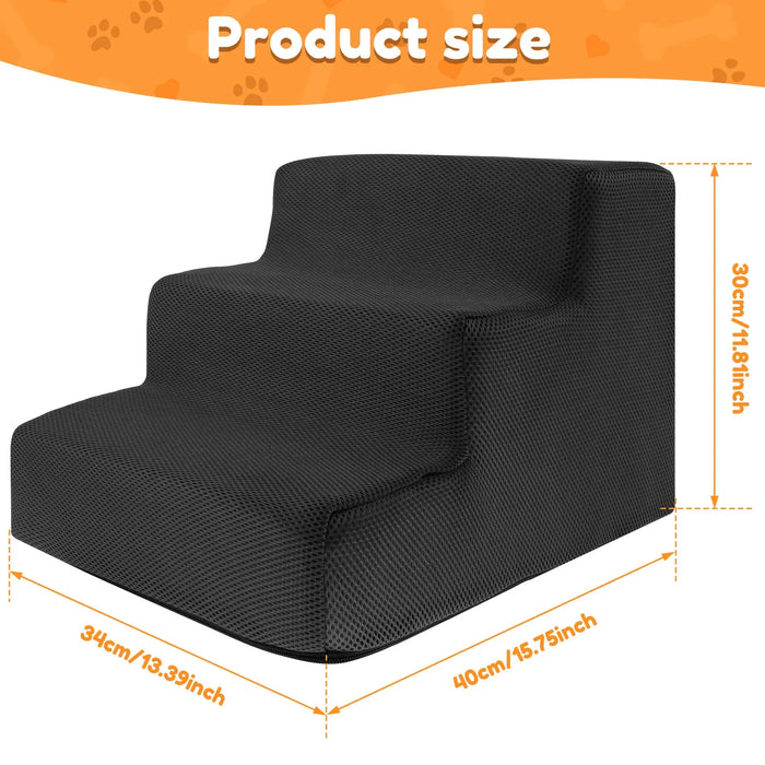 Removable and Washable Cover 3 Step Pet Stairs Soft Foam Non-Slip Washable Cover
