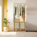 Modern bamboo clothes rack with considerate design and magnet door