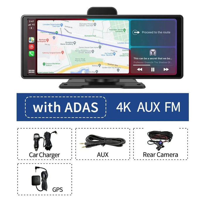 
4K dash cam with wireless CarPlay and Android Auto integration