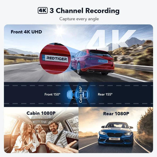 Front view of 4K Dash Camera capturing wide-angle footage