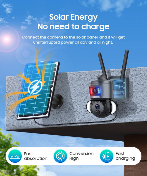 4K 8MP Solar Camera WIFI Outdoor with Dual Lens and Humanoid Tracking