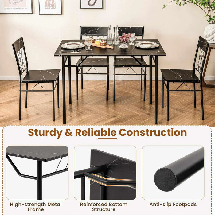 Modern 5-Piece Dining Set Space-Saving Table with 4 Storable Chairs, Sturdy & Easy to Maintain
