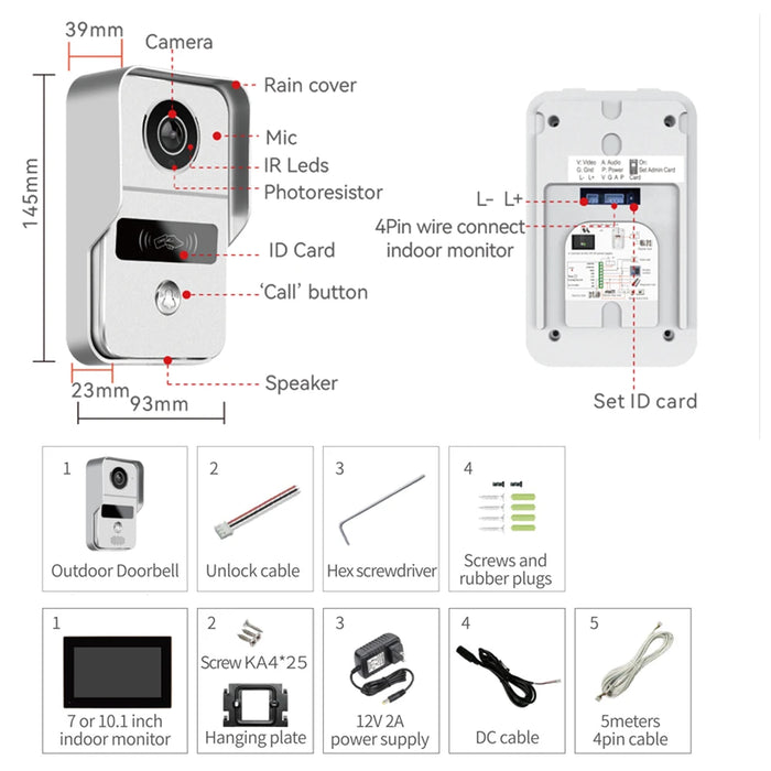 10" Smart Video Doorbell with WiFi and Motion Alerts