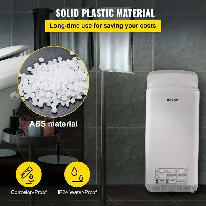 Automatic High-Speed Jet Hand Dryer Double-Sided Blade Washroom Dryer (silver) in a modern bathroom setting with sleek silver design