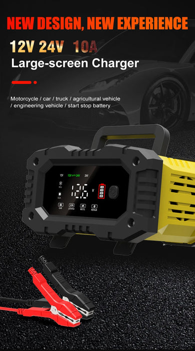 Smart battery charger for car and motorcycle with multiple charging options