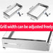 Stainless steel automatic rotating BBQ skewer grill with adjustable width for outdoor cooking