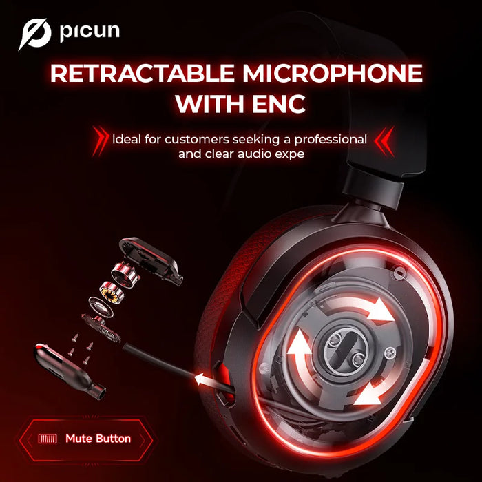 Bluetooth & 2.4G Gaming Headset with Mic, 100H Playtime, for PC PS5 Switch
