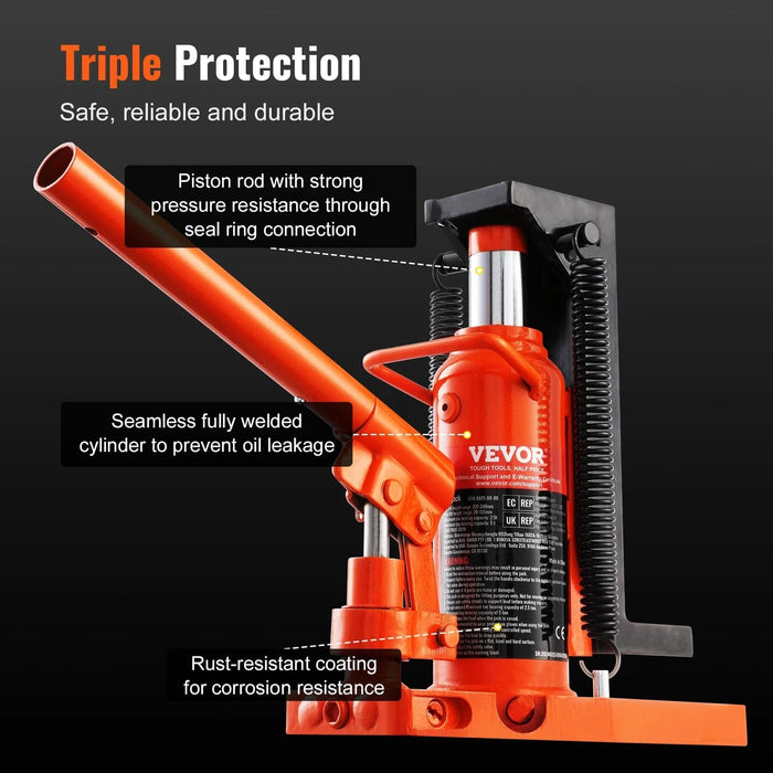 Hydraulic Toe Jack with 10 Ton Lift Capacity and Adjustable Toe Height