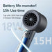 White mini portable hand fan with 3600mAh USB rechargeable battery and LED display for travel and outdoor use