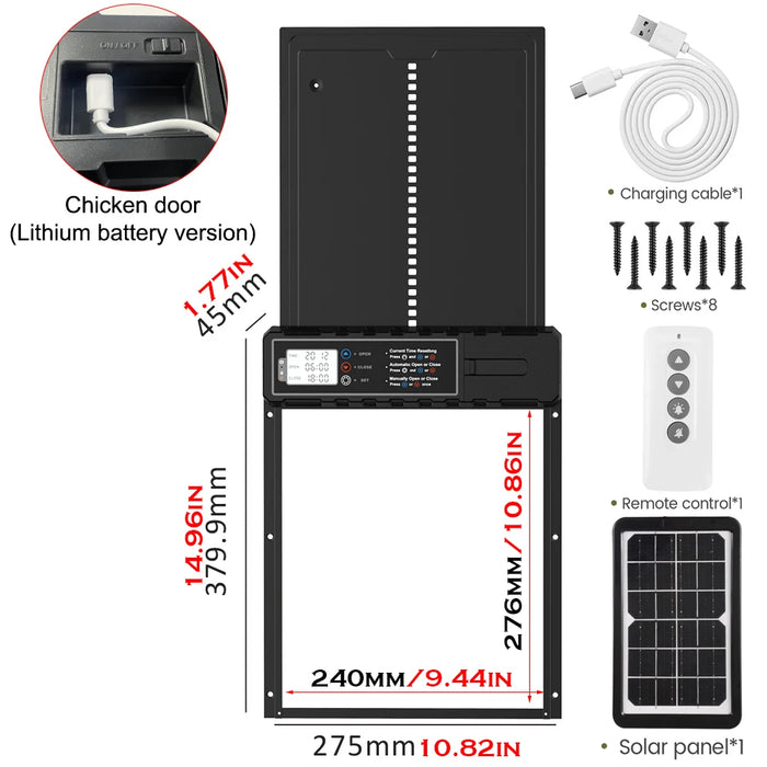 Heavy Duty Chicken Door with Solar Timer and Light Sensor
