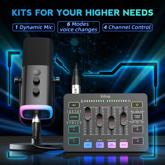 Streaming Studio Kit with RGB Audio Mixer and Cardioid Mic