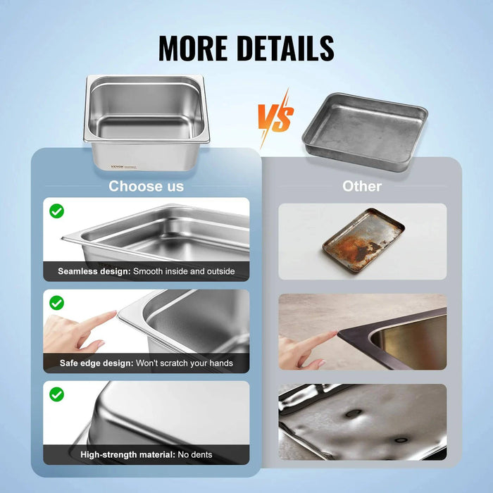  Smooth-Edged and Easy to Handle Hotel Steam Table Pans 